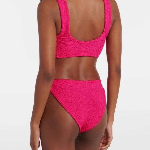Hunza G Juno Two Piece Crinkle Bikini Swim Set Raspberry Pink NWT OS - Picture 3 of 16